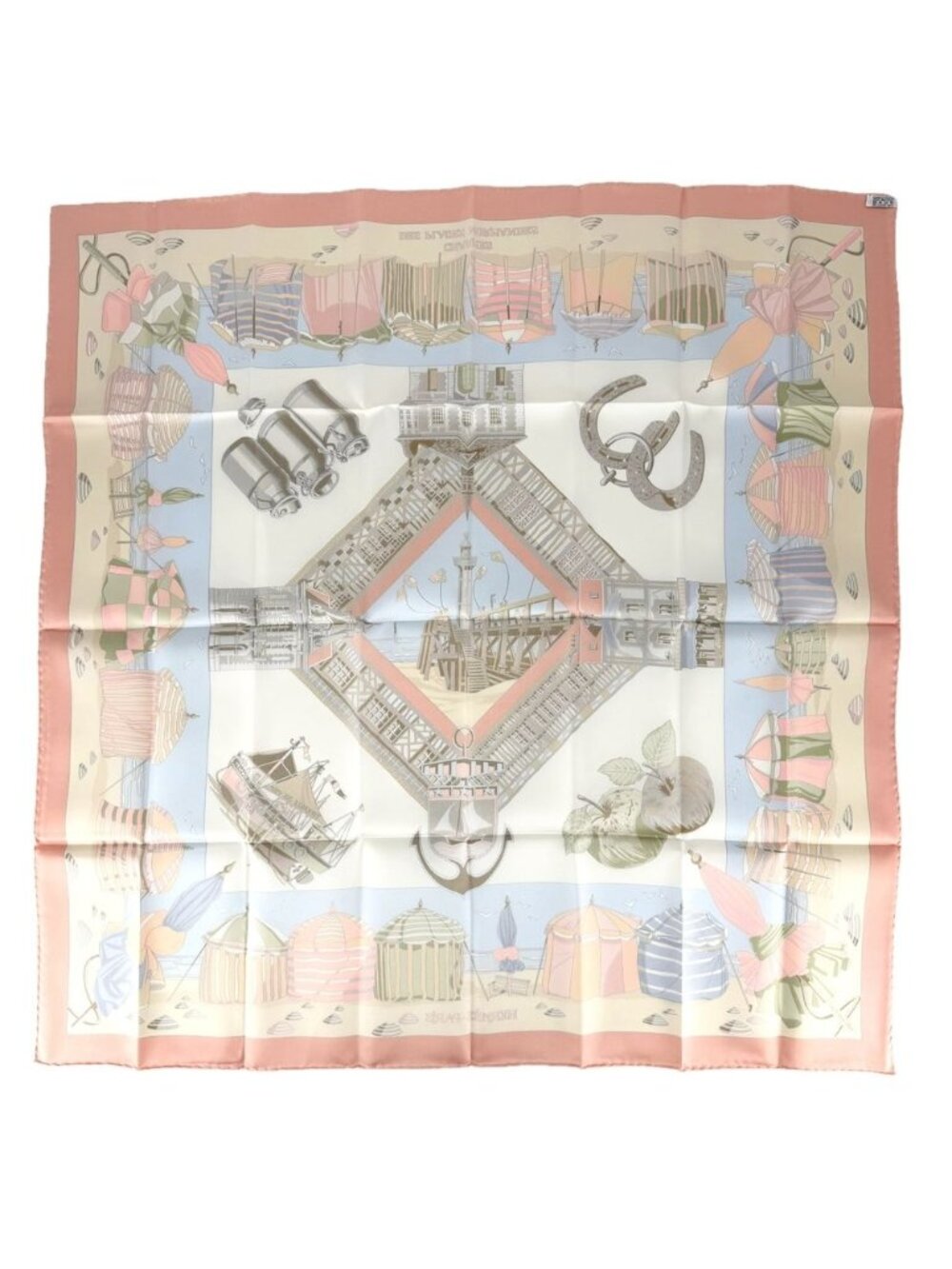 Hermes Scarf Carre 90 Charm of the Normandy Coast Items Silk Orange Multicolor - Picture 2 of 5